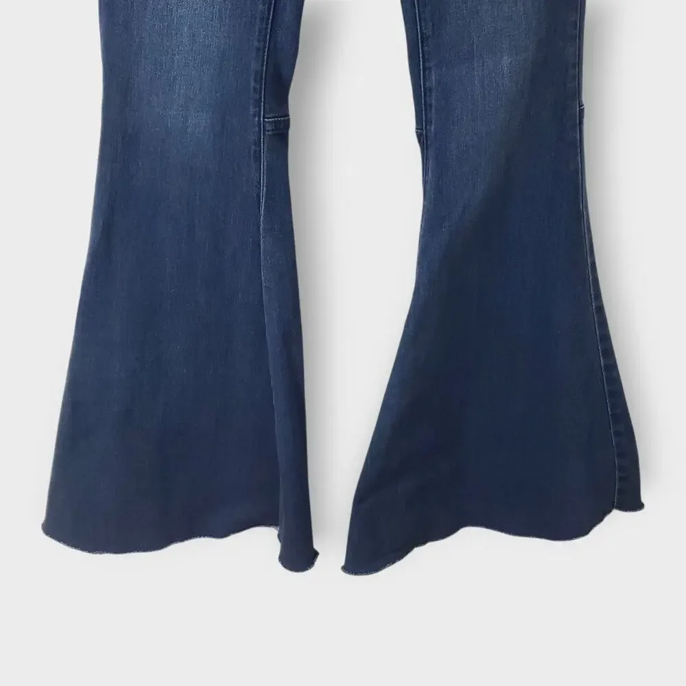 Blank Paige Womens Jean Dramatic Flare Bell Bottom Dark Wash Small Retro Rave - Picture 3 of 12